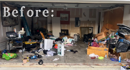 Property before junk removal — cluttered yard full of debris